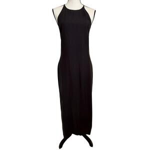 NWT Madewell Sz 6 Gabbi Crisscross Midi Slip Dress in Cupro-Blend Black NP085